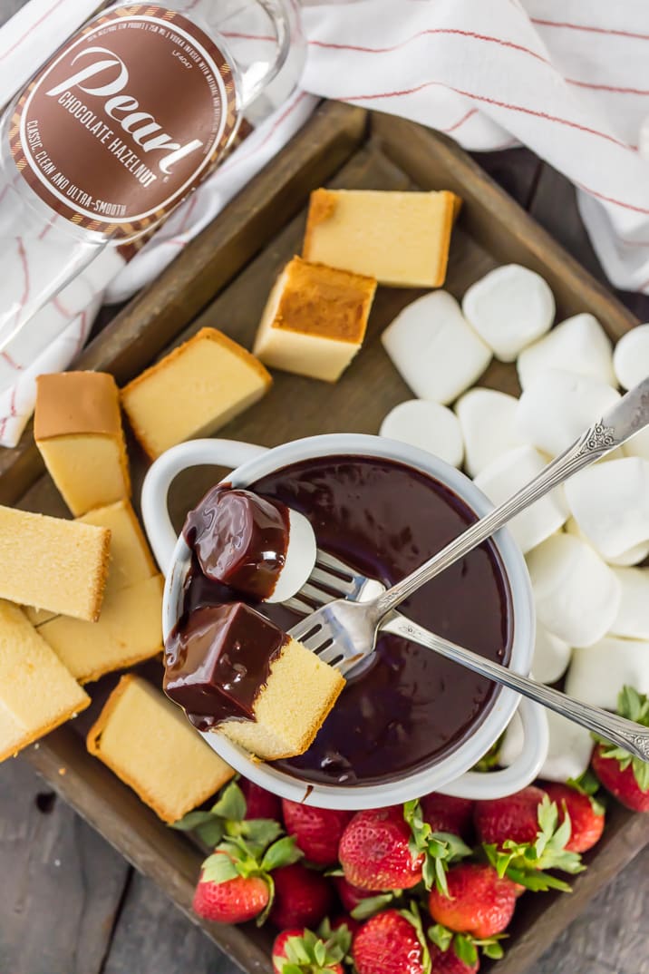 spiked chocolate hazelnut fondue