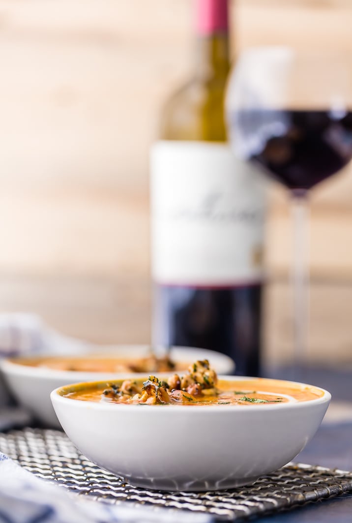 side view of bowl of soup