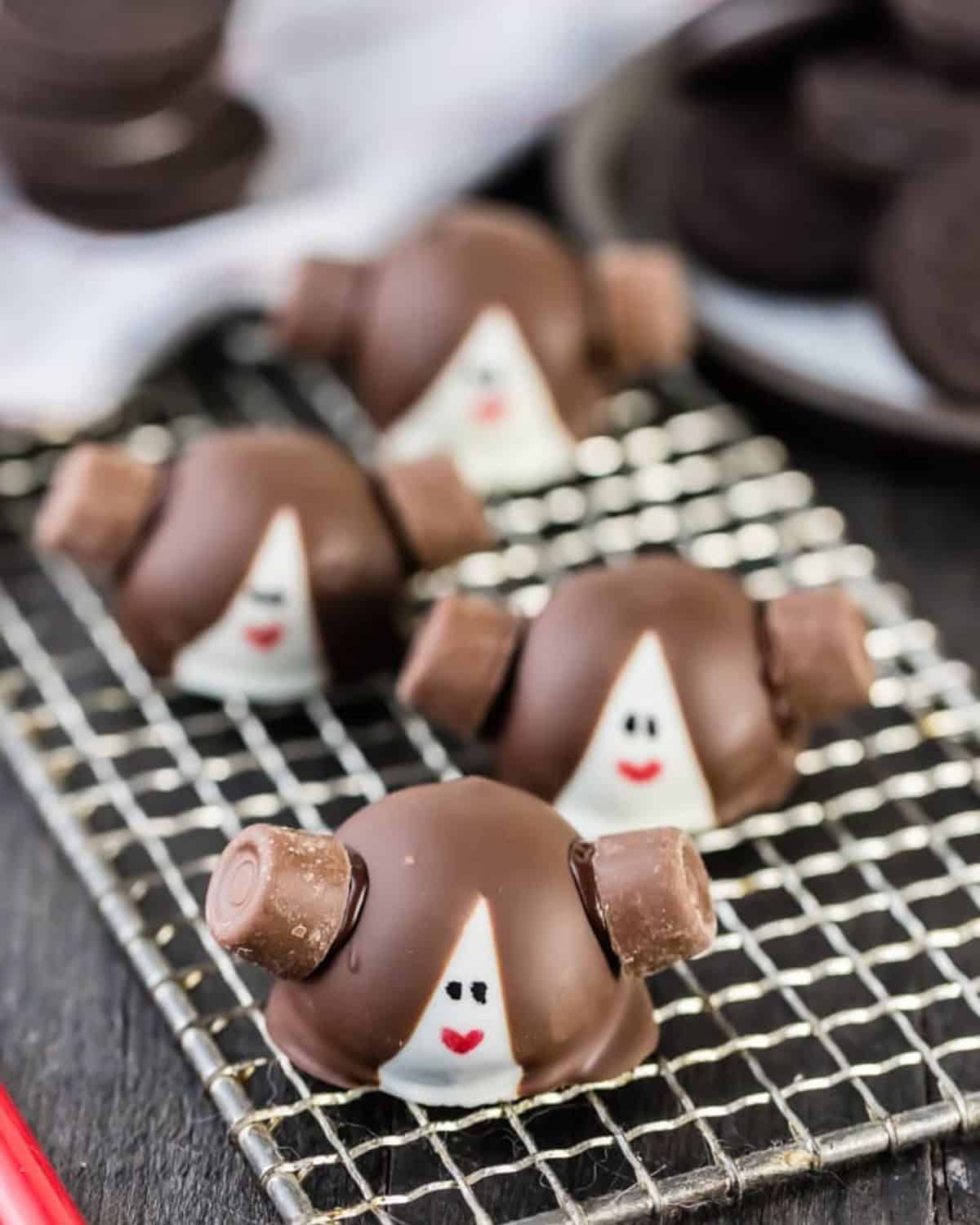 Princess Leia truffles on a wire rack.