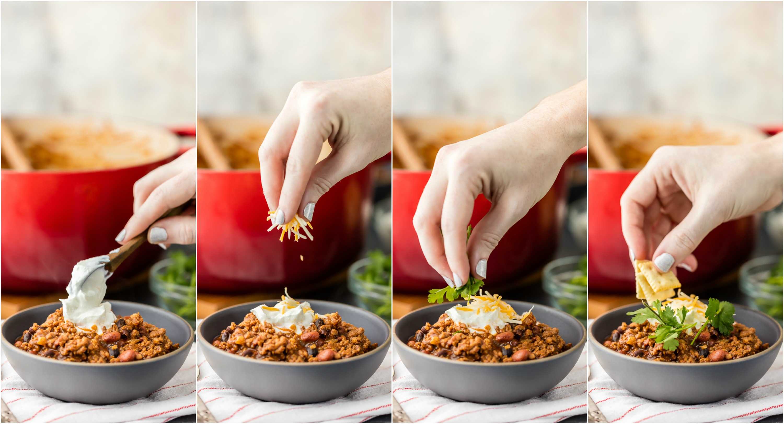 step by step photos topping chili with cheese