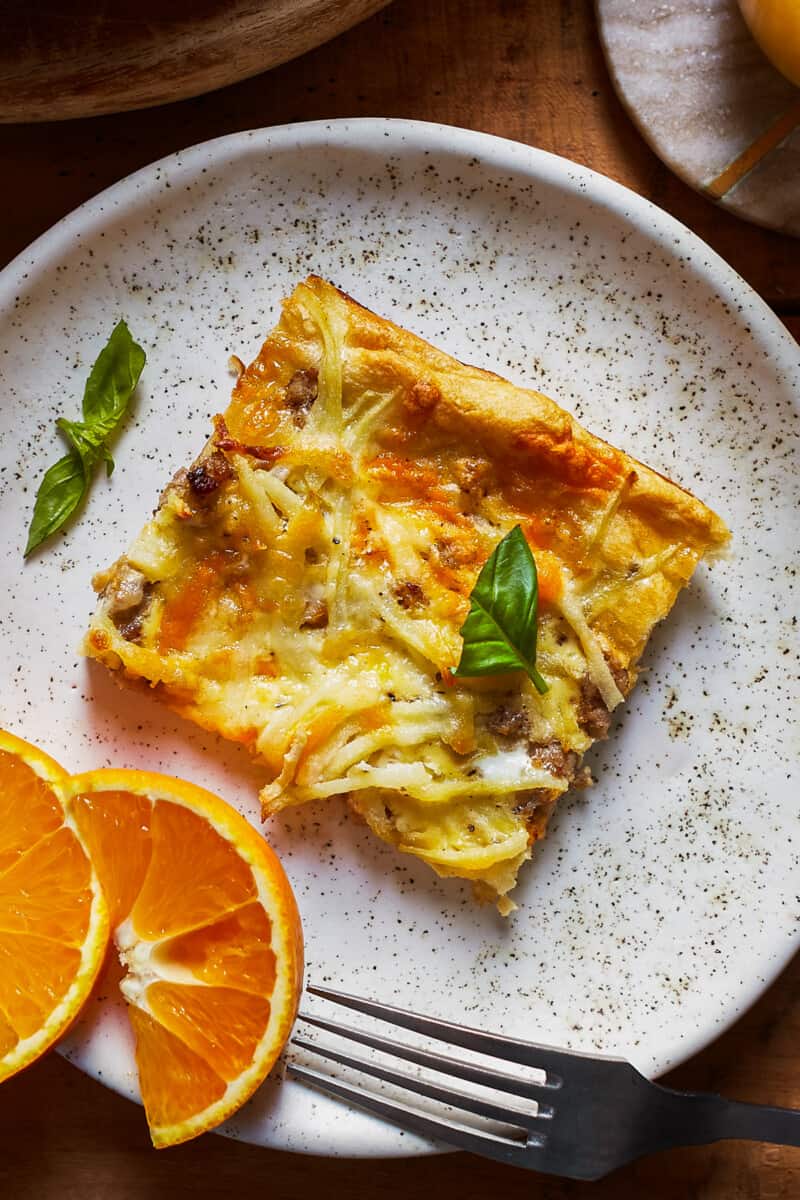 breakfast pizza on plate