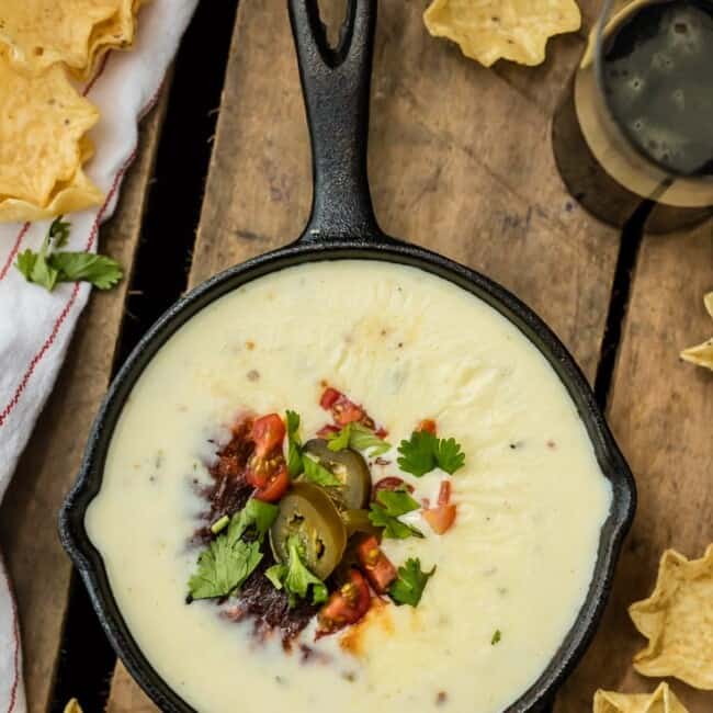 Easy Restaurant Style WHITE QUESO is our FAVORITE DIP RECIPE EVER. The EASY QUESO RECIPE tastes just like queso dip at Mexican restaurants! I have been waiting my entire life for this cheese dip recipe! 