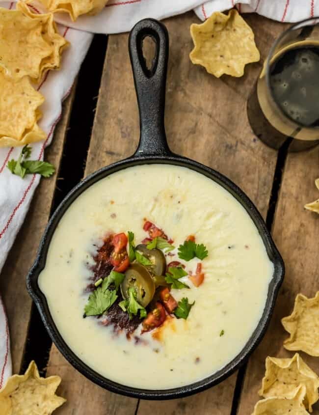 Easy Restaurant Style WHITE QUESO is our FAVORITE DIP RECIPE EVER. The EASY QUESO RECIPE tastes just like queso dip at Mexican restaurants! I have been waiting my entire life for this cheese dip recipe! 