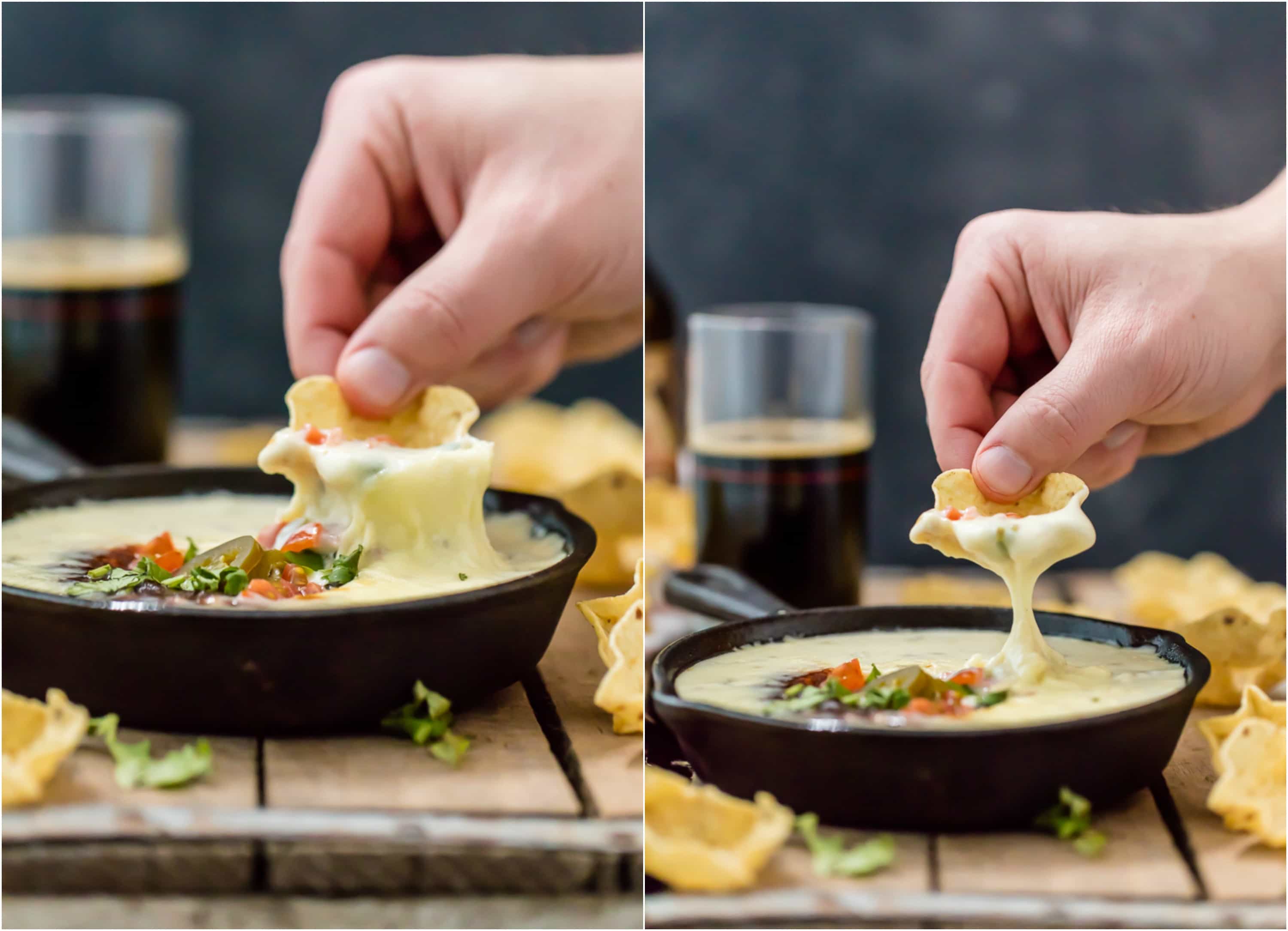 restaurant style queso with chip