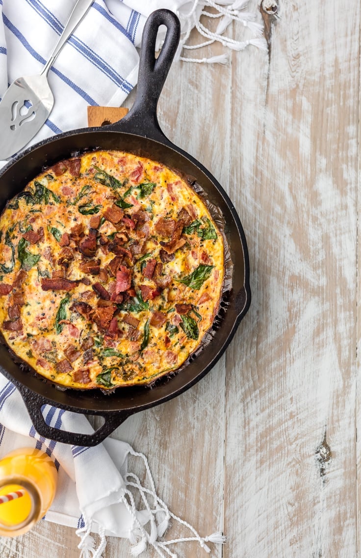 One Pan Skillet BLT Frittata in cast iron pan