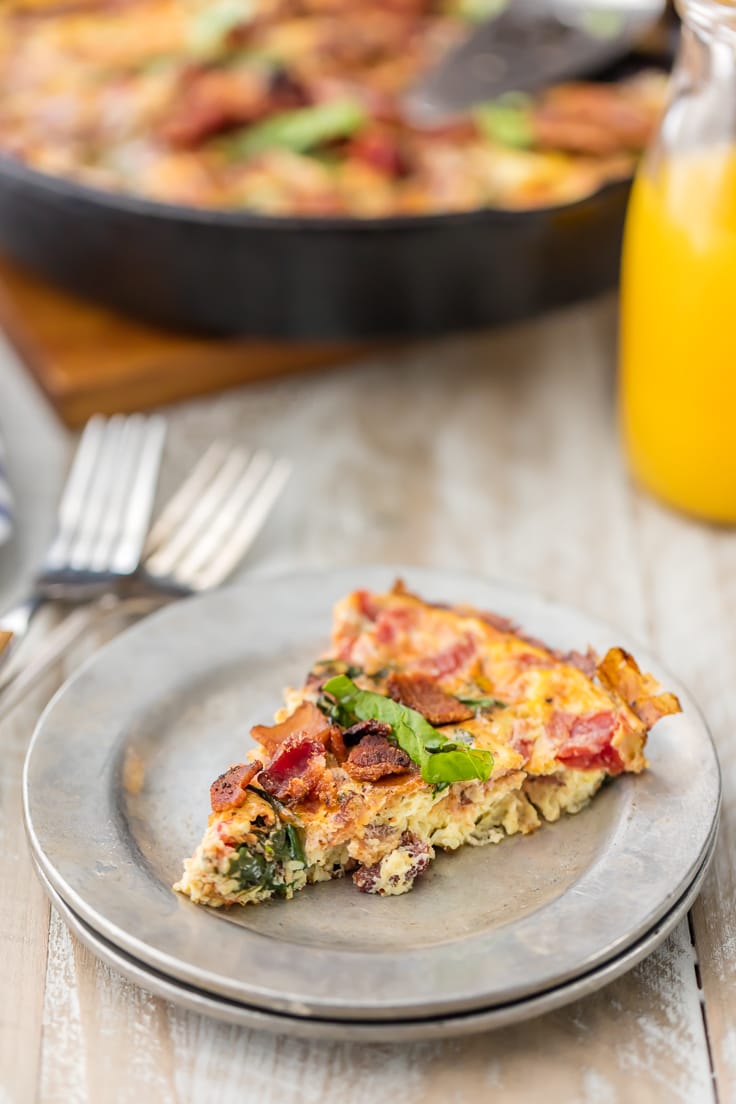 perfect slice of one pan BLT skillet frittata