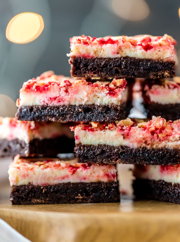 A stack of peppermint brownies