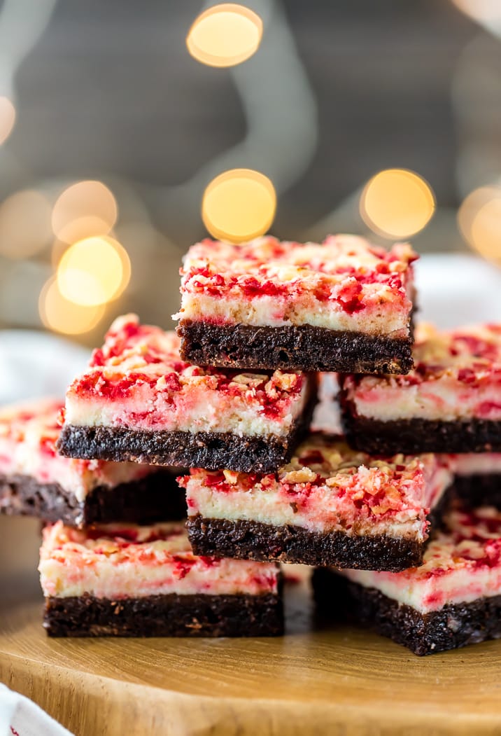 Christmas Brownies: a layer of brownies and a layer of peppermint cheesecake