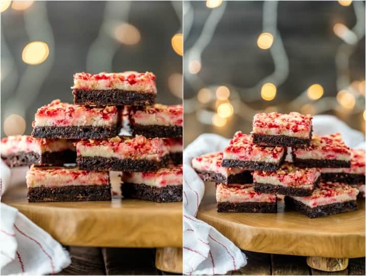 These simple Peppermint Cheesecake Brownies are a MUST MAKE recipe for Christmas! Holiday baking has never been so easy or delicious!