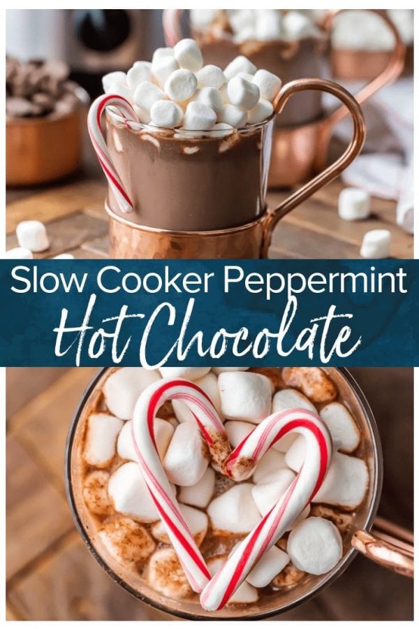 Slow Cooker Peppermint Hot Chocolate is the perfect recipe for peppermint lovers! We LOVE this Slow Cooker Hot Chocolate recipe because it's so easy to make. It's made with sweetened condensed milk so this crockpot hot chocolate is SUPER CREAMY!