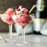 pomegranate champagne sorbet in glasses