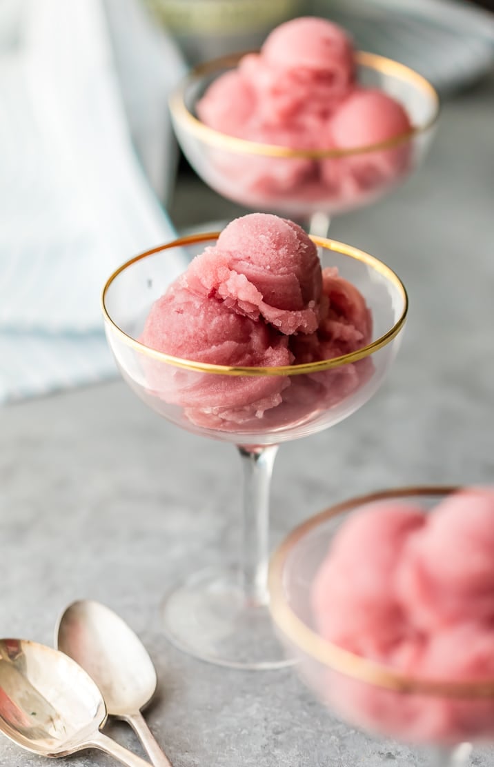 Pink pomegranate Sorbet in glasses