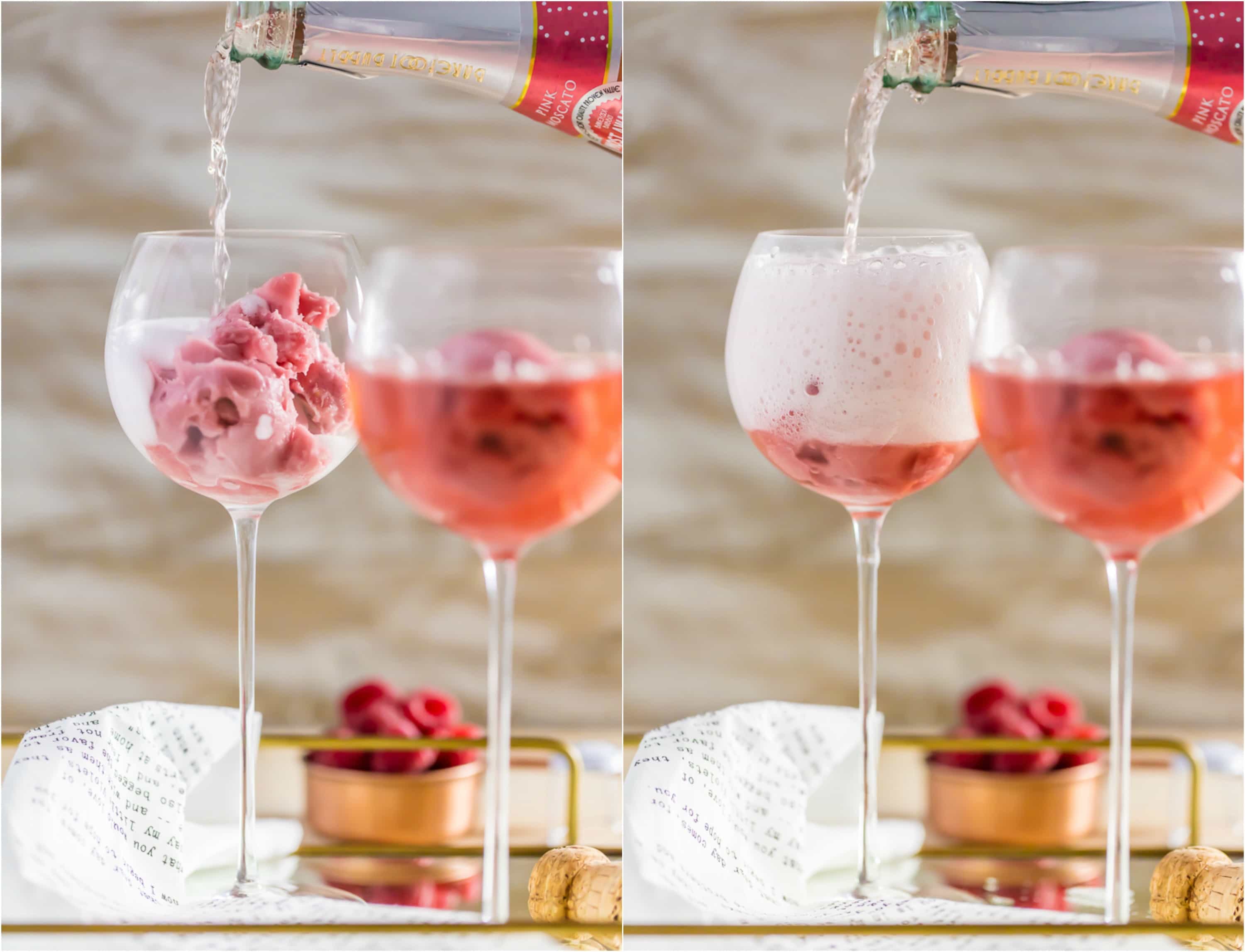 raspberry sorbet pink champagne floats 