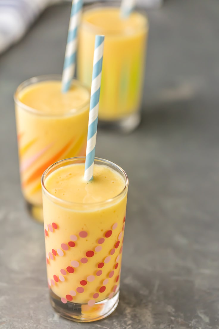 simple mango smoothie with straws