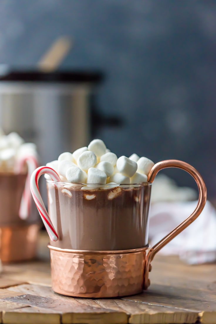 Slow Cooker Peppermint Hot Chocolate {VIDEO} - The Cookie Rookie