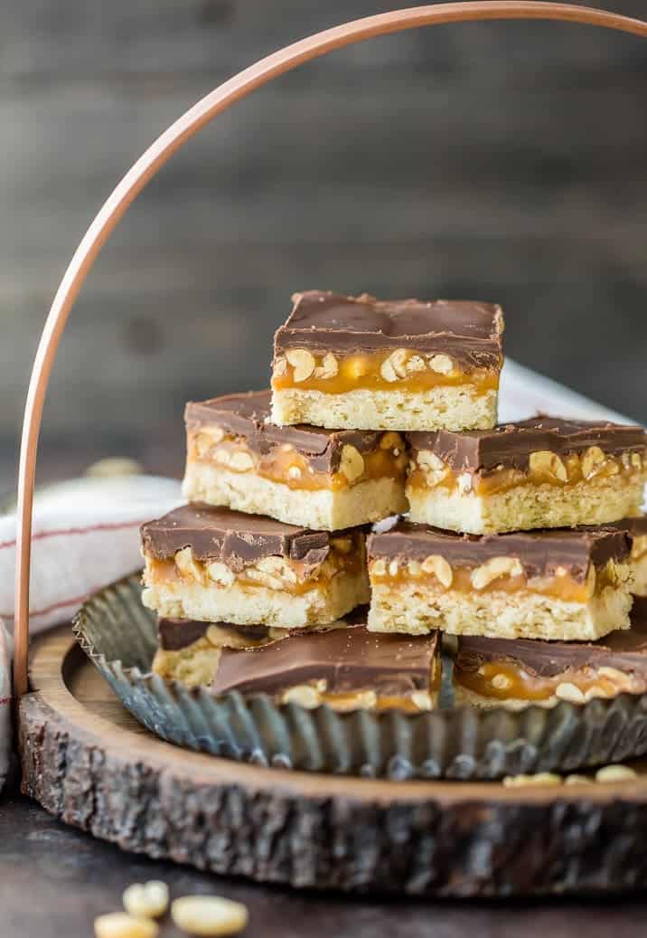 Peanut, Caramel and Chocolate Candy Bars Recipe