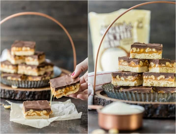 SNICKERS COOKIE BARS! Snickers Shortbread Cookies made with caramel, chocolate, and peanuts! BEST CHRISTMAS COOKIE RECIPE EVER!!