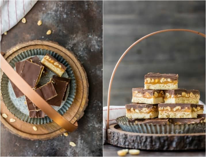 SNICKERS COOKIE BARS! Snickers Shortbread Cookies made with caramel, chocolate, and peanuts! BEST CHRISTMAS COOKIE RECIPE EVER!!