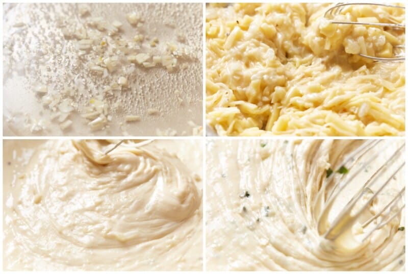 step by step photos for how to make white wine fondue.