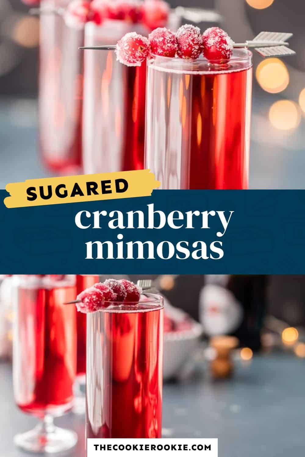 sugared cranberry mimosas pin image