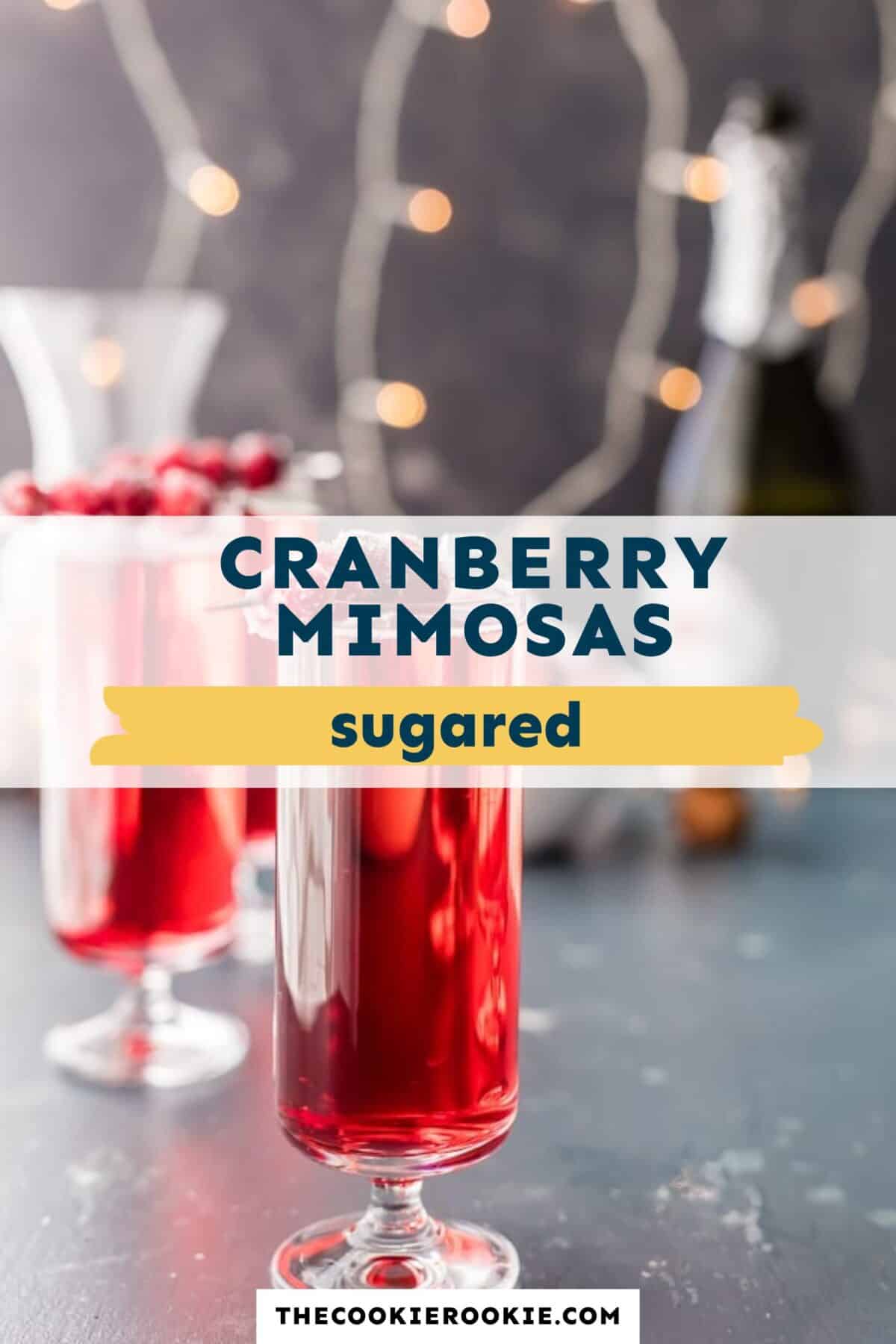 sugared cranberry mimosas pin image