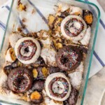 Coffee and Donuts is a classic American breakfast combination, and this breakfast bake recipe puts those two flavors together beautifully. Use the mini chocolate and powdered sugar donuts we all love to create this easy breakfast casserole recipe!