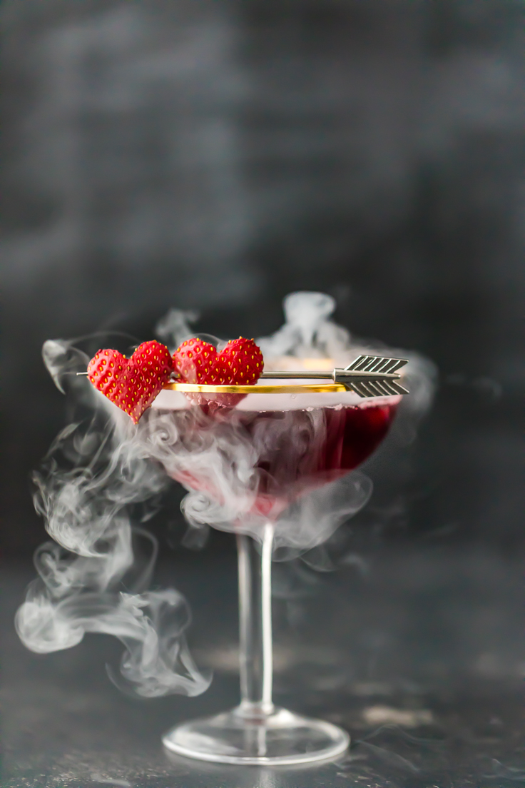 Love Potion 9 Martini Triple Berry Pomegranate Martini With Dry Ice