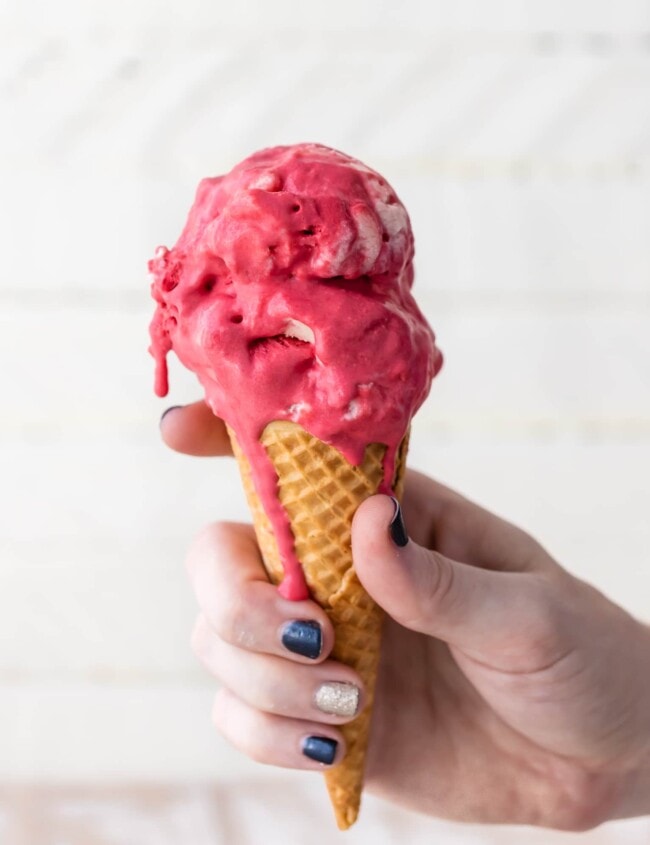 Red Velvet Ice Cream is one of my favorite homemade ice cream recipes. This cream cheese ice cream is the perfect mix of red velvet flavor and cream cheese icing. This easy homemade ice cream recipe makes a delicious Valentine's Day dessert!