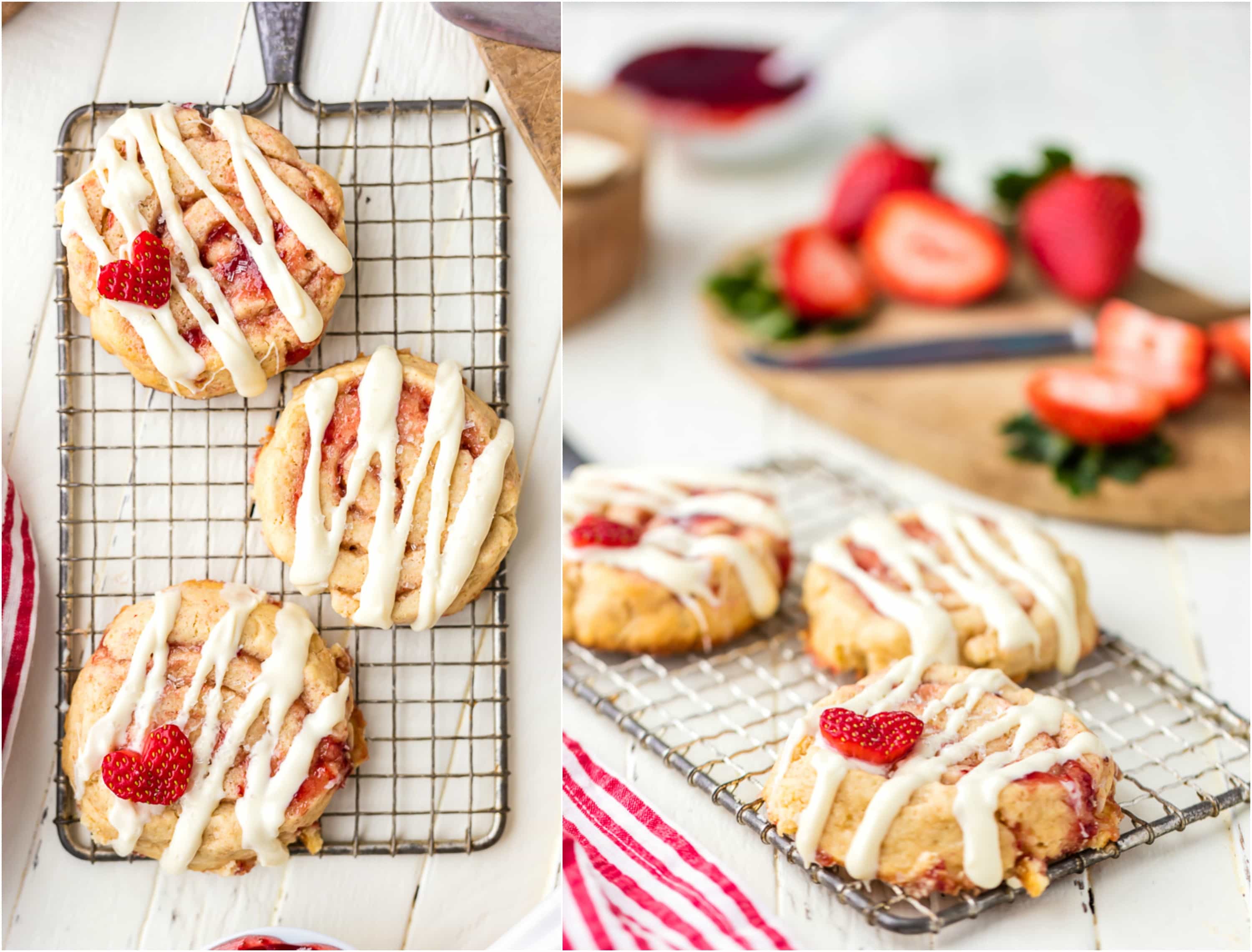 Strawberry Cinnamon Roll Cookies for Valentine's Day! These are such sweet sugar cookies perfect for any occasion, they look just like cinnamon rolls and taste like perfection! Cutest recipe ever!