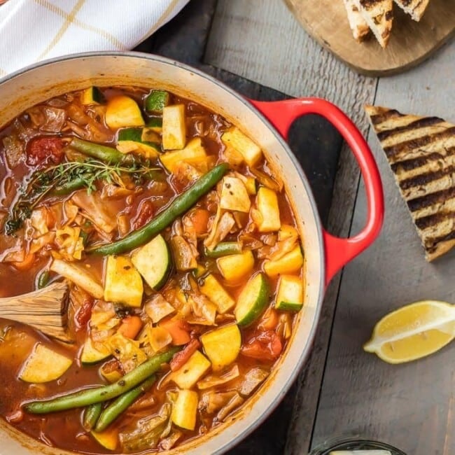 You'd never guess this SUPER HEALTHY CABBAGE SOUP has ZERO Weight Watchers Points! Filled with veggies and tons of flavor, this is a favorite healthy comfort food recipe!