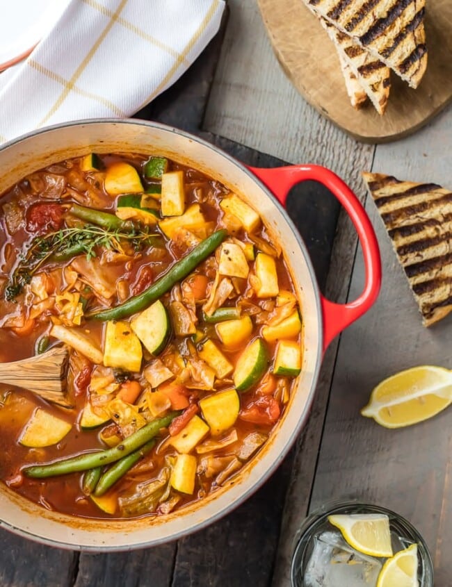 You'd never guess this SUPER HEALTHY CABBAGE SOUP has ZERO Weight Watchers Points! Filled with veggies and tons of flavor, this is a favorite healthy comfort food recipe!