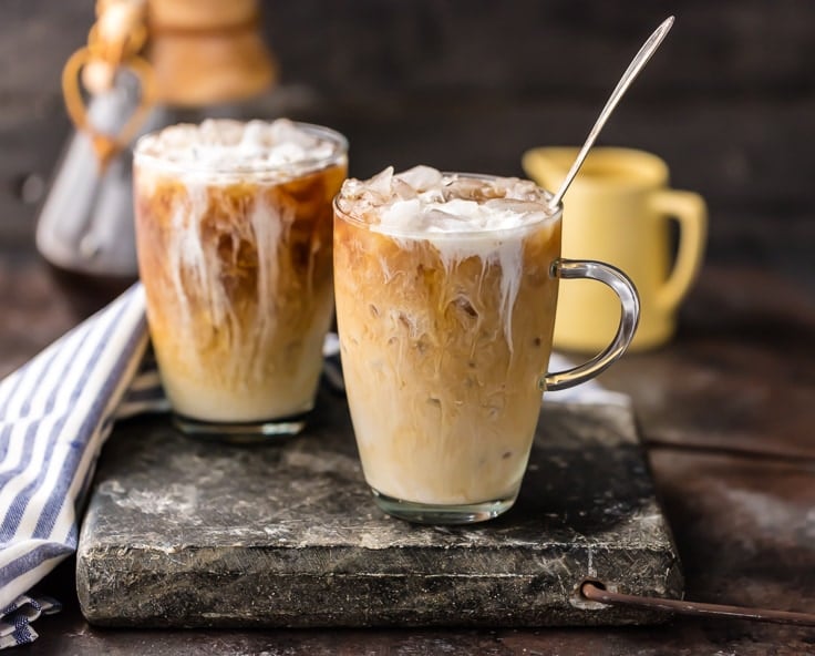 Thai Iced Coffee in mugs with spoon