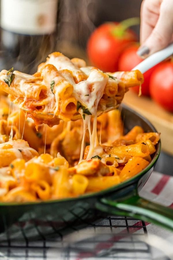 Chicken parmesan pasta skillet one pot how to video