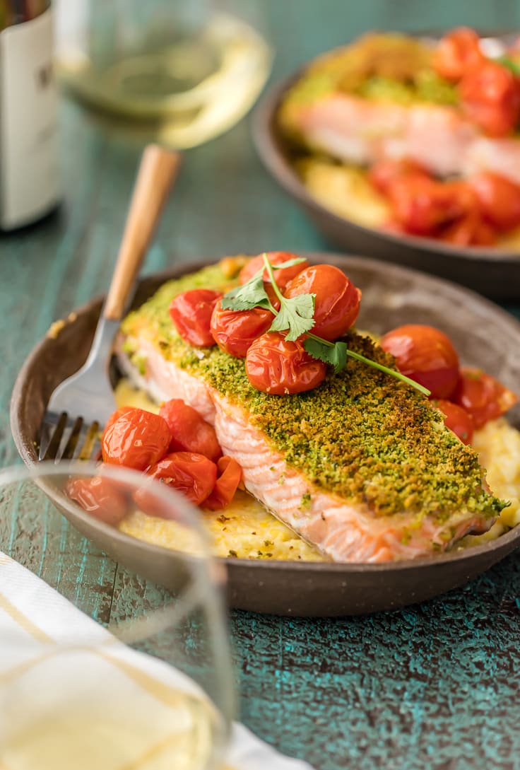 Herb Crusted Salmon with Goat Cheese Polenta - The Cookie Rookie