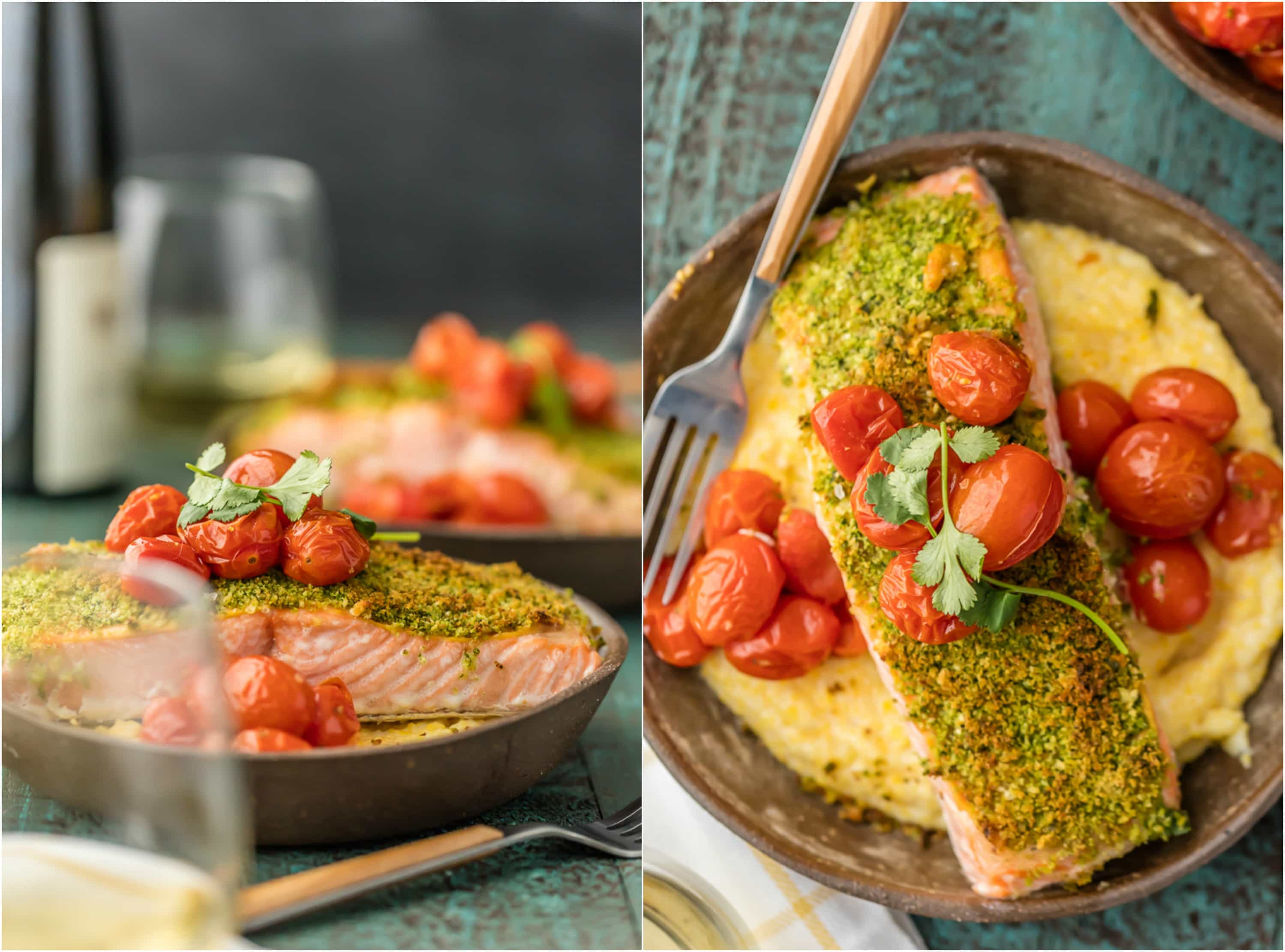 Herb Crusted Salmon with Goat Cheese Polenta - The Cookie Rookie®