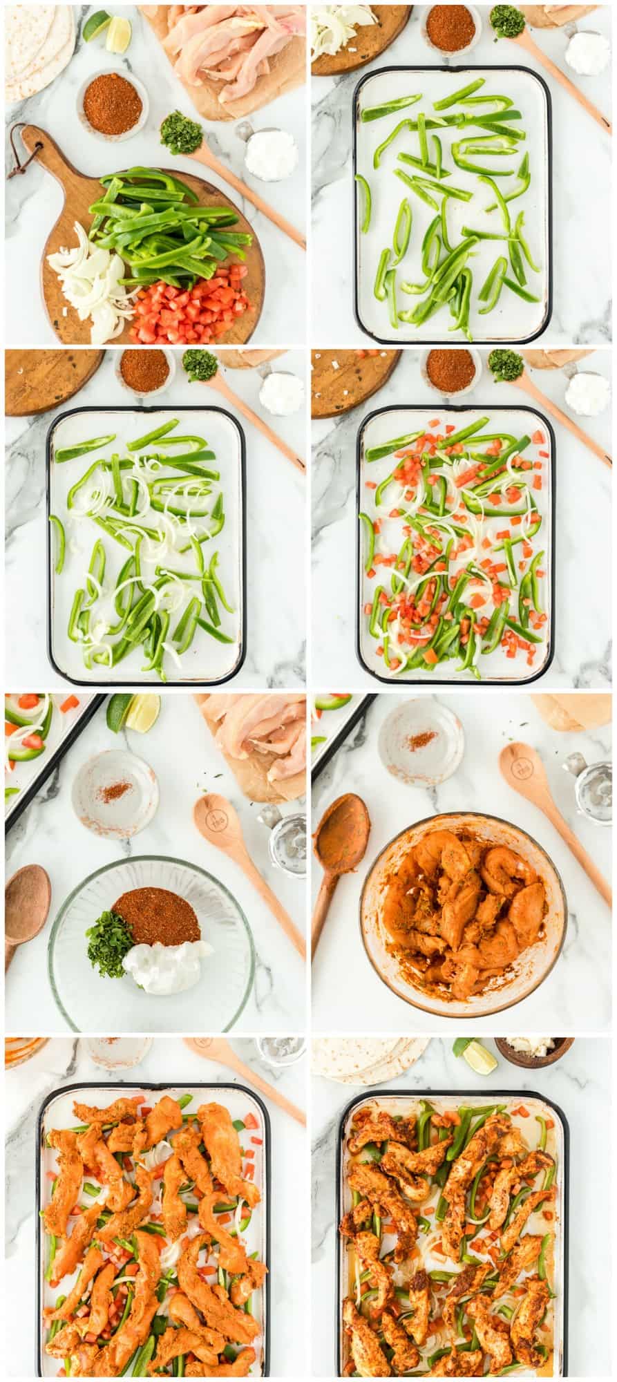step by step photos of making baked chicken fajitas