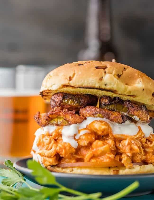 Buffalo Chicken Sandwich with Ranch Fried Pickles | The Cookie Rookie