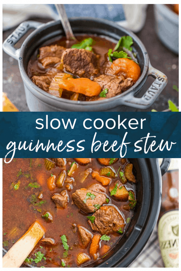 Guinness Beef Stew is a favorite Irish beef stew recipe in our house. We make this slow cooker beef stew for St. Patrick's Day every year, and we just can't get enough! It's the best Guinness stew and so easy to make! #thecookierookie #slowcooker #beefstew #beef #irish #stpatricksday #stew #guinness