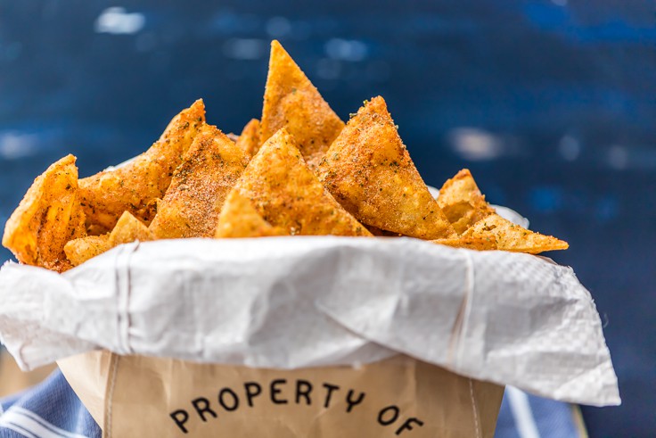 a bag of homemade doritos