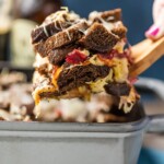 Reuben Casserole is a must make every St. Patrick's Day! Such an easy comfort food recipe, loaded with corned beef, rye bread, sauerkraut, Swiss cheese, and so much more. I love the flavor combination and love how simple it is to throw together in a pinch. ALL THAT CHEESE ON TOP! Gimme. 