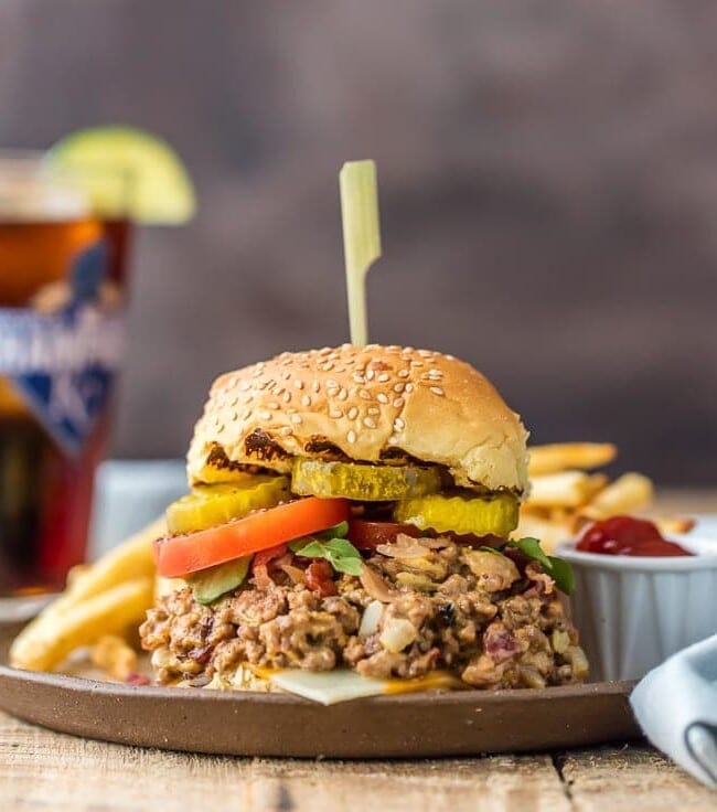 Wow the entire family with Slow Cooker Bacon Cheeseburger Sloppy Joes! SO EASY, creamy, delicious, and loved by all! This is our favorite weeknight meal we can throw in the crockpot and forget about!