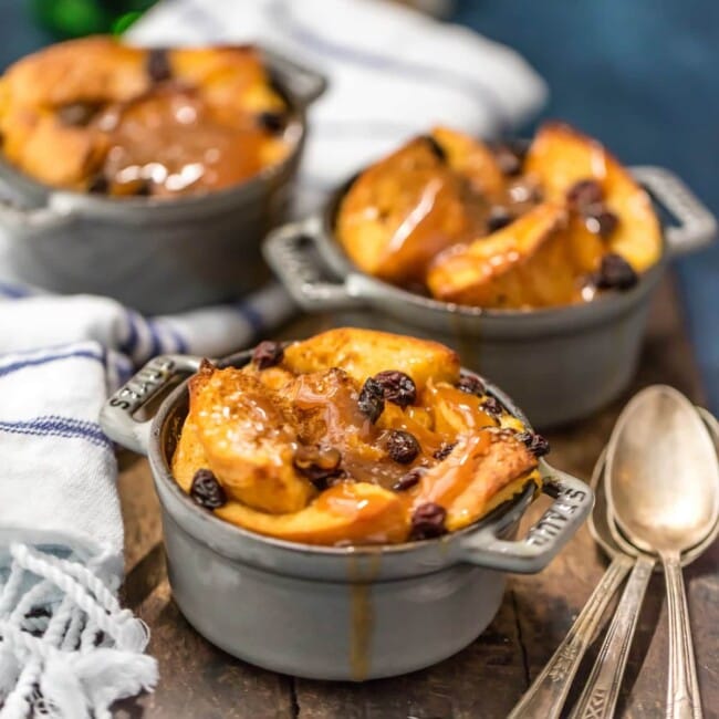 Bread Pudding with Whiskey Sauce is the perfect way to celebrate St. Patrick's Day! This Irish bread pudding with caramel sauce is such a decadent and easy Irish dessert recipe, with the most amazing bread pudding sauce!
