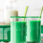 green milk in glasses with green straws