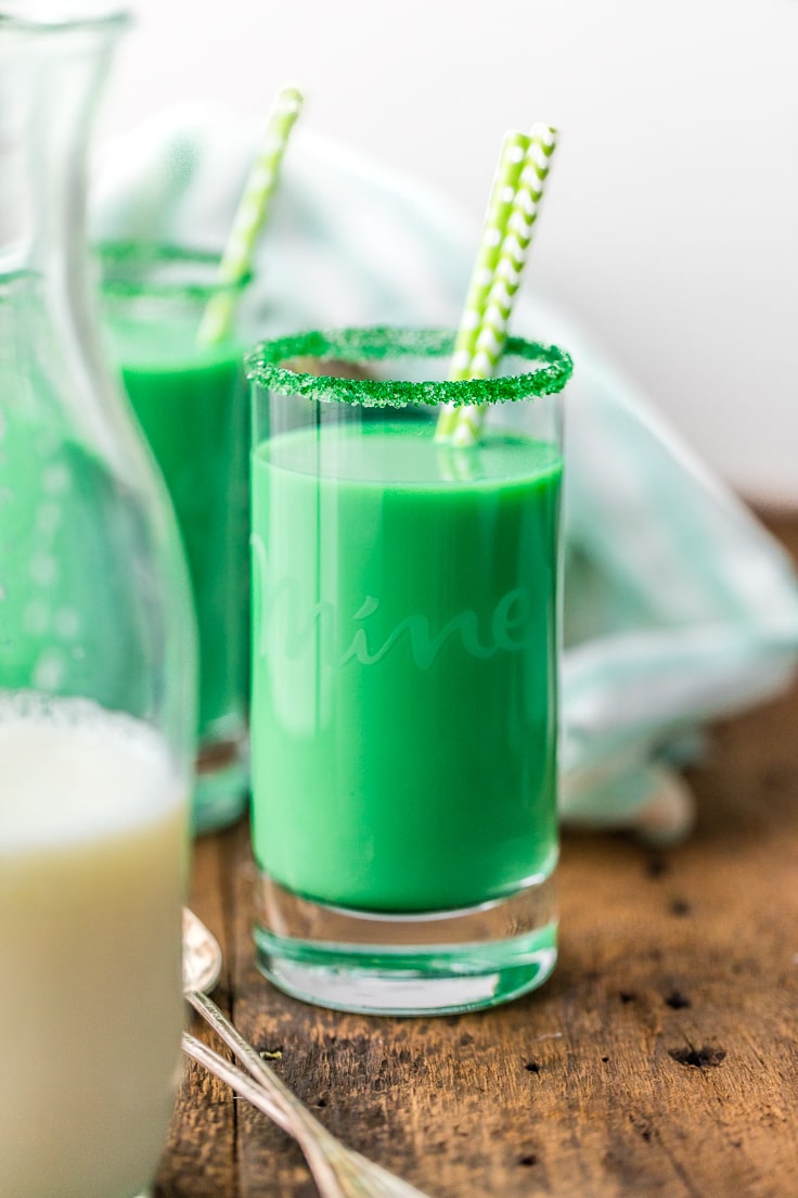 tall glass of green mint milk