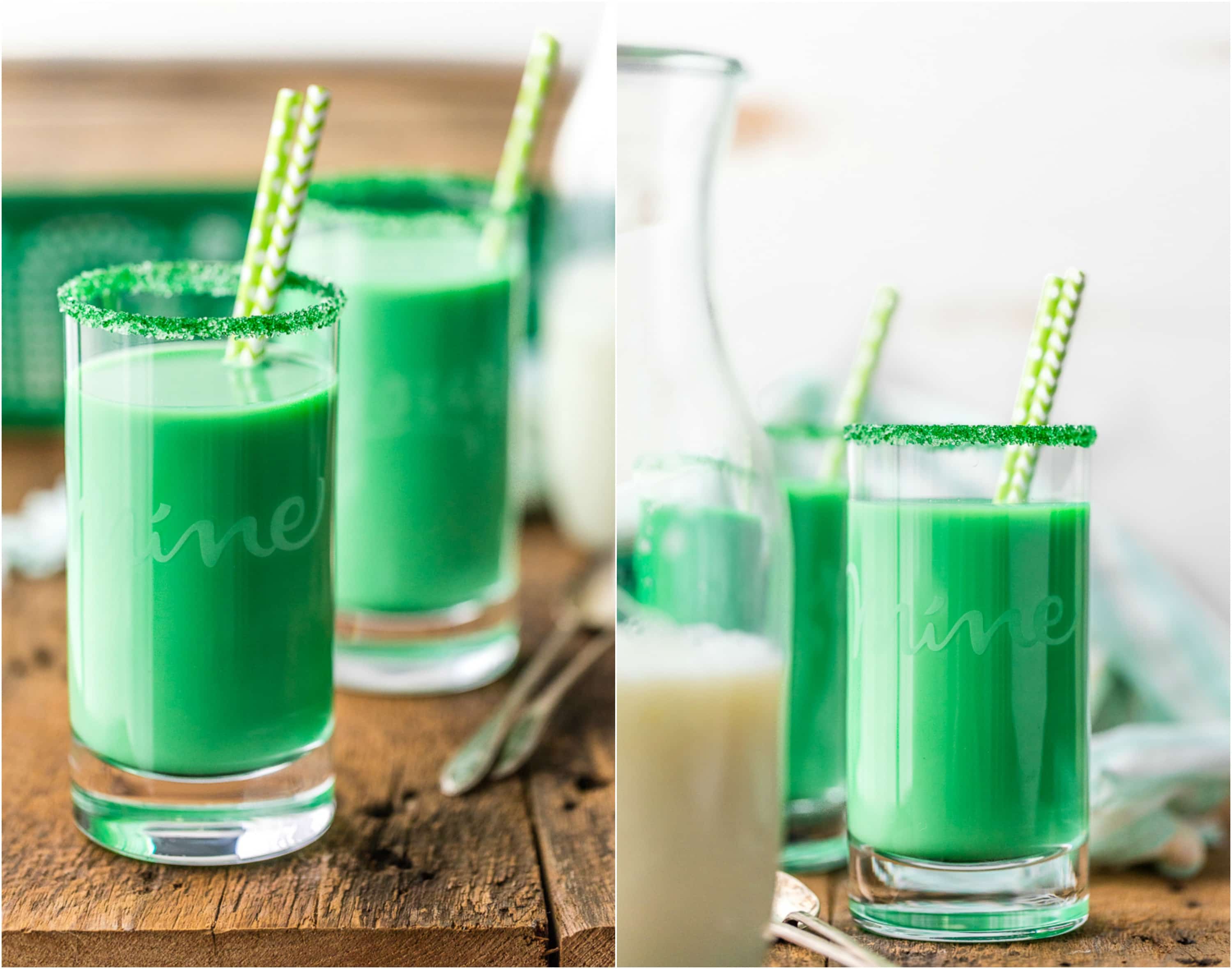 glasses of green milk