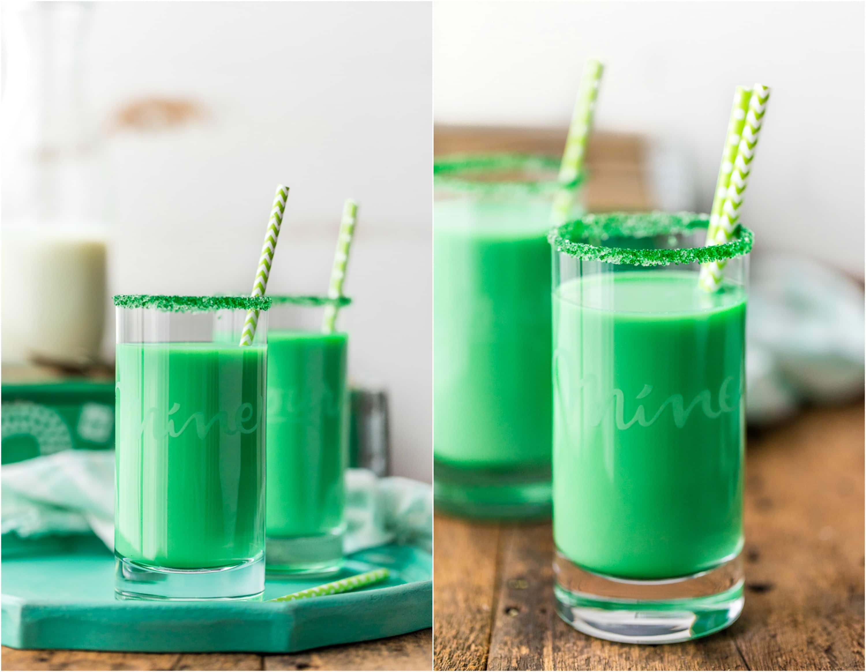 Make the kids extra happy on St. Patrick's Day with Vanilla Mint Green Milk! We make Leprechaun Milk every St Patricks Day! So fun and tasty too. Vanilla Mint Milk for the win!
