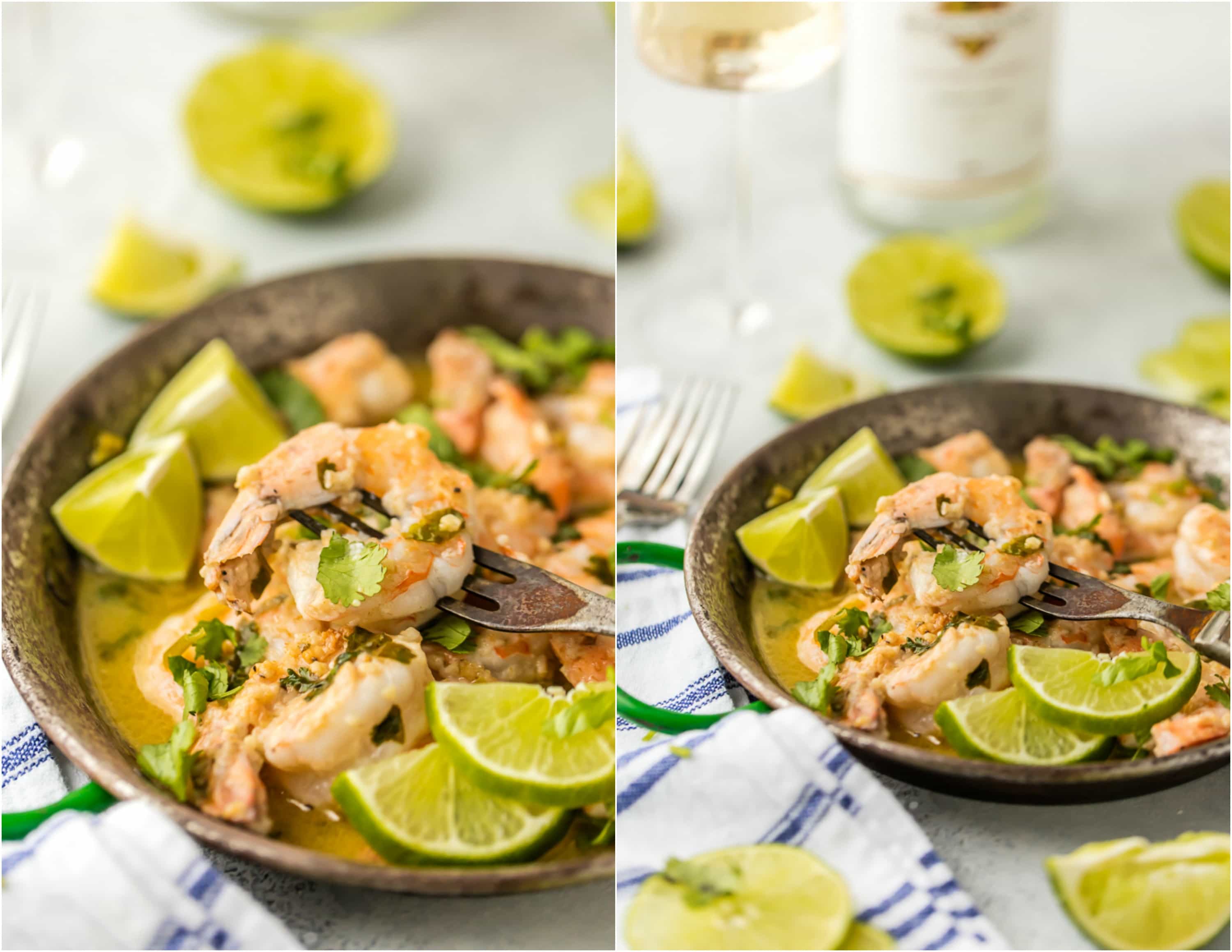 shrimp cooked with butter, lime, and cilantro