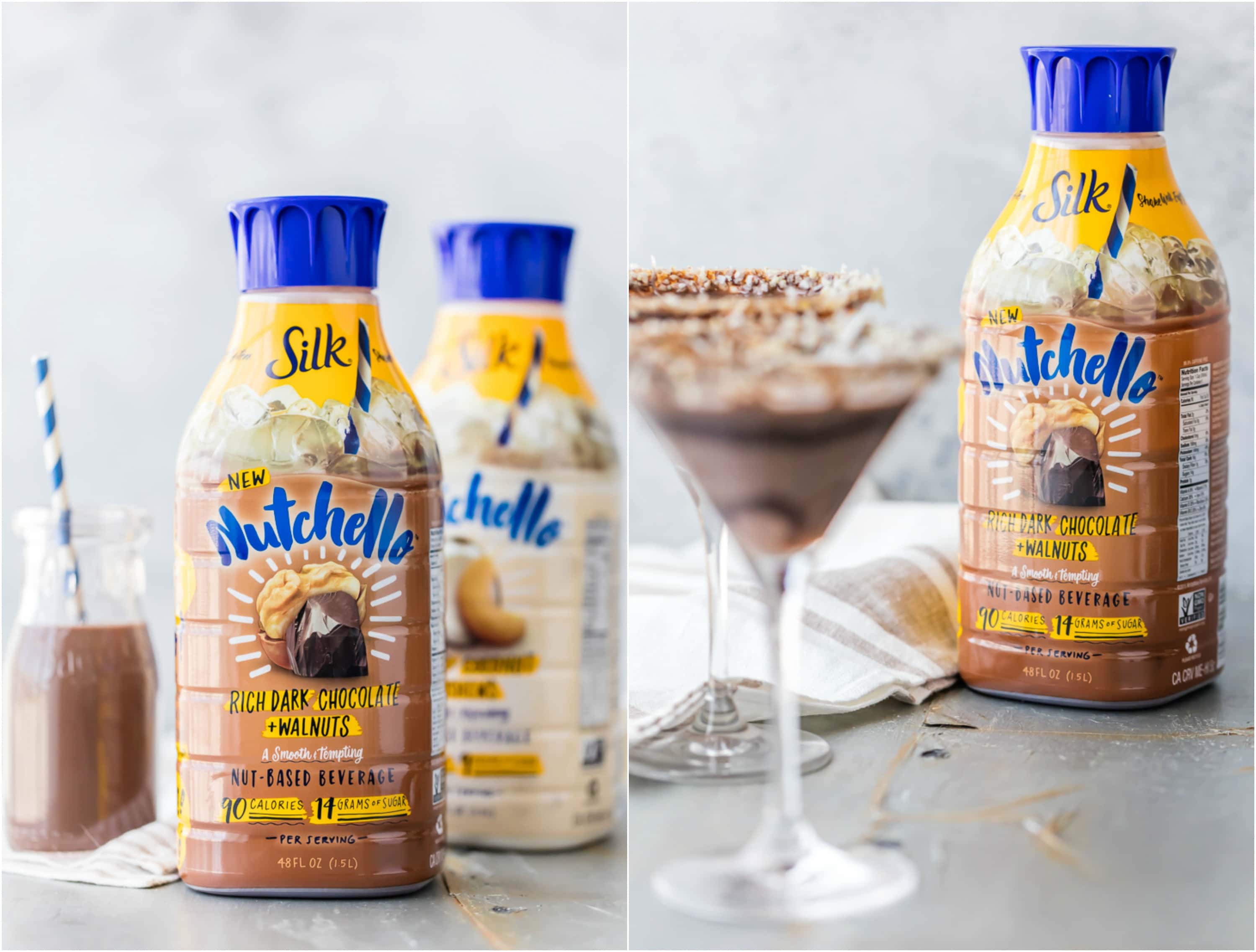 Silk brand Nutchello next to a chocolate martini