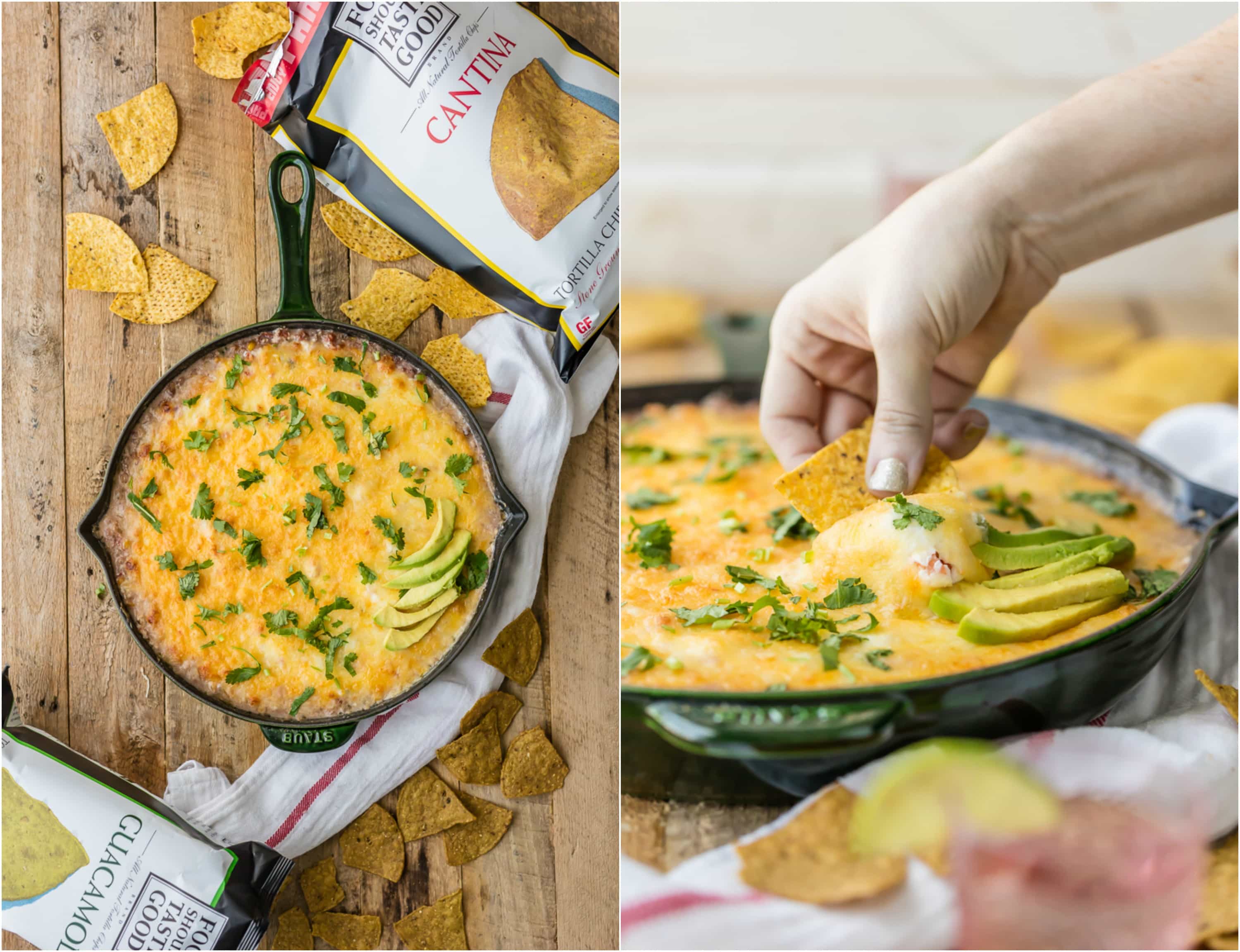 hot cheese dip in a skillet
