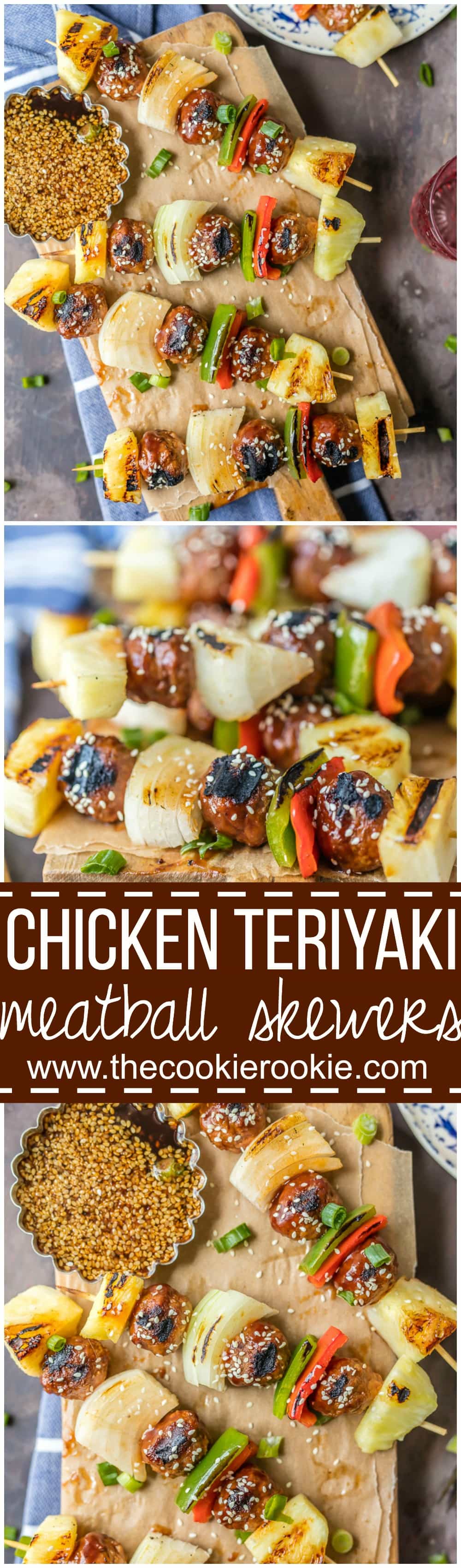 chicken teriyaki meatball skewers